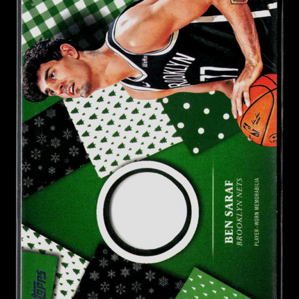 2025 Topps Holiday Mega Basketball Ben Saraf #HR-22 Holiday Relic RC Jersey