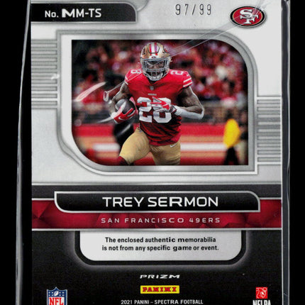 2021 Panini Spectra Football Trey Sermon #MM-TS RC Jersey 97/99