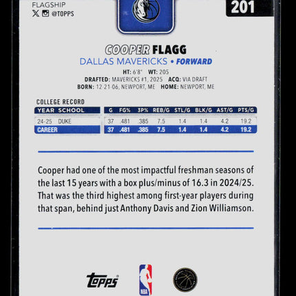 2025 Topps Flagship Cooper Flagg #201 RC