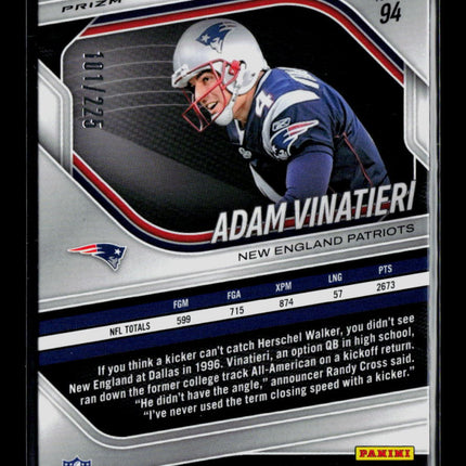 2026 Panini Prizm Black Adam Vinatieri #94 Pigskin 101/225