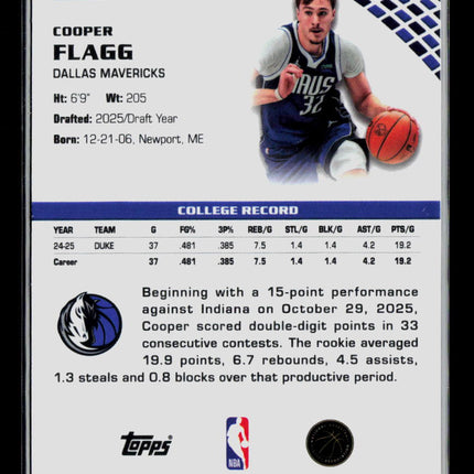 2025 Topps Pristine Cooper Flagg #111 RC