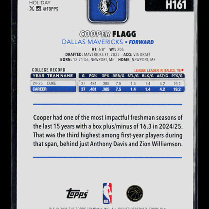 2025 Topps Holiday Cooper Flagg #H161 RC