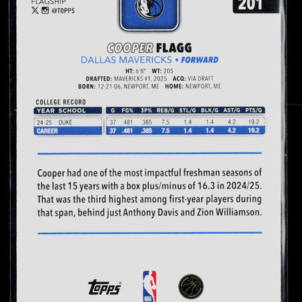 2025 Topps Cooper Flagg #201 RC