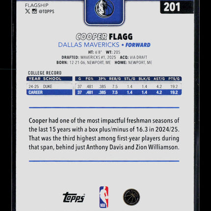 2025 Topps Cooper Flagg #201 RC