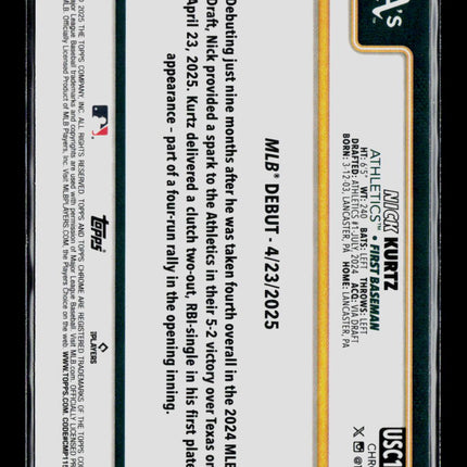 2025 Topps Chrome Update Series Nick Kurtz #USC180 RC