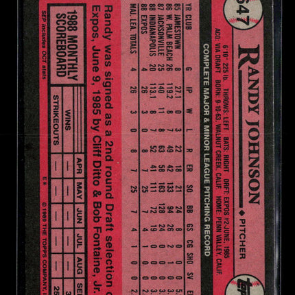1989 Topps Randy Johnson #647