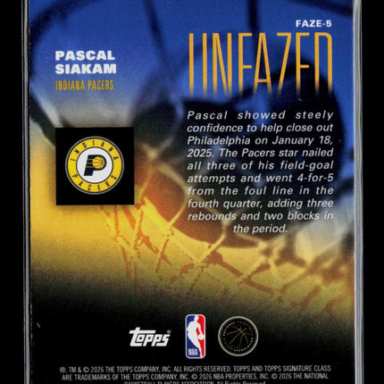 2026 Topps Signature Class Pascal Siakam #FAZE-5