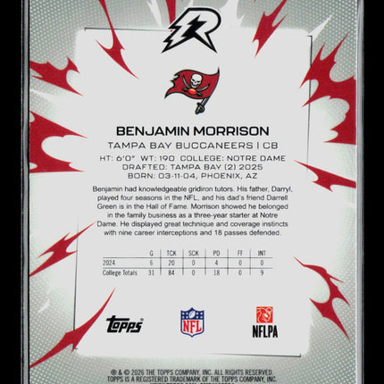 2026 Topps Rip Football Benjamin Morrison #192 RC