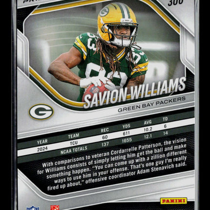 2025 Panini Prizm Football Savion Williams #306 Pink Wave RC