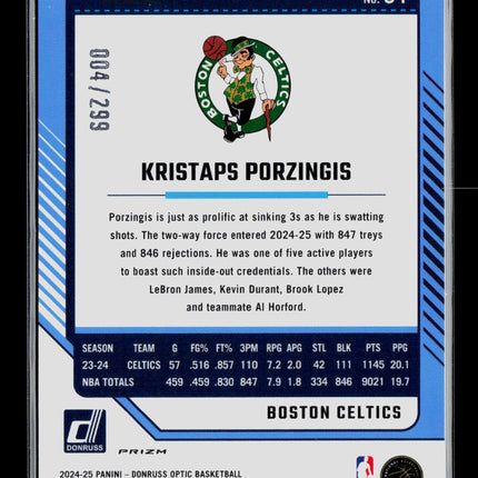 2025 Panini Donruss Optic Kristaps Porzingis #94 Orange 004/299