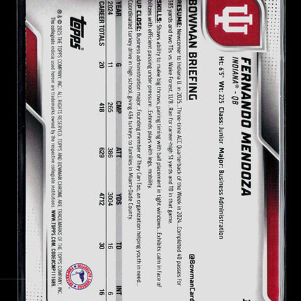 2025 Bowman Chrome Fernando Mendoza #109