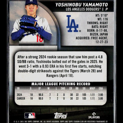 2025 Topps Stadium Club Yoshinobu Yamamoto #184