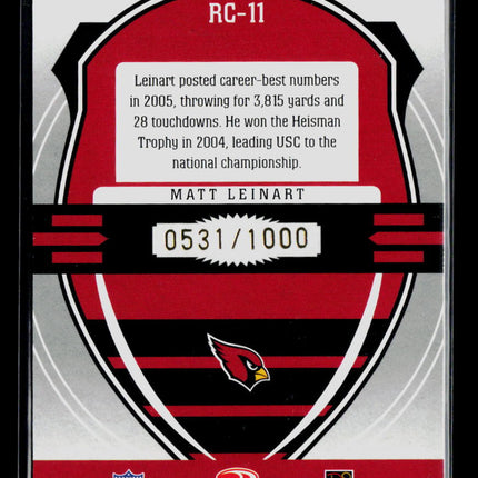 2006 Donruss Leaf Rookies & Stars Rookie Crusade Matt Leinart #RC-11 0531/1000