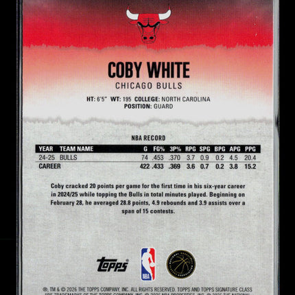 2026 Topps Signature Class Coby White #10 058/225