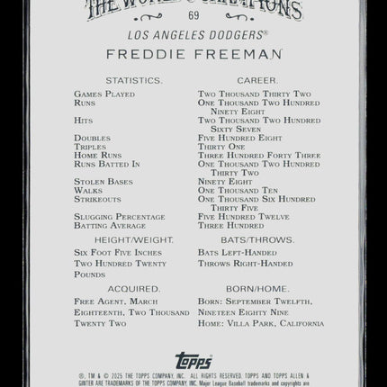 2025 Topps Allen & Ginter Freddie Freeman #69