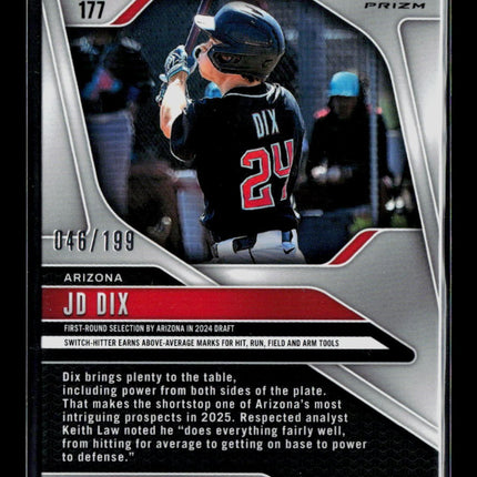 2025 Panini Prizm Baseball JD Dix #177 Blue 046/199