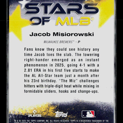 2026 Topps Stars of MLB Jacob Misiorowski #SMLB-26 RC
