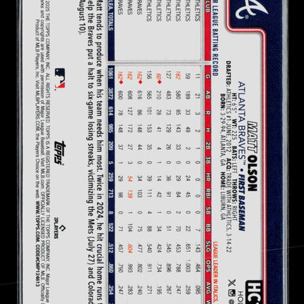 2025 Topps Holiday Chrome Matt Olson #HC15 Purple 238/299
