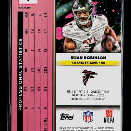 2025 Topps Chrome Bijan Robinson #4 Refractor