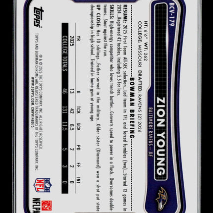 2026 Bowman Chrome Zion Young #BCV-179 RC Speckle