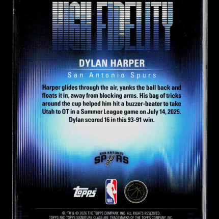 2026 Topps Signature Class High Fidelity Dylan Harper #HF-2 RC