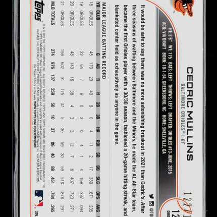 2022 Topps Chrome Cosmic Cedric Mullins #120 Aqua Equinox /199