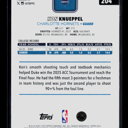 2025 Topps Kon Knueppel #204 RC