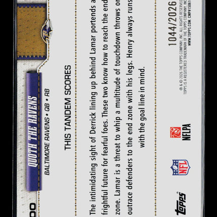 2026 Topps Lamar Jackson Derrick Henry #300 Gold 1044/2026