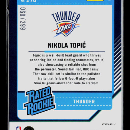 2025 Panini Donruss Optic Nikola Topić #278 Red Velocity /299