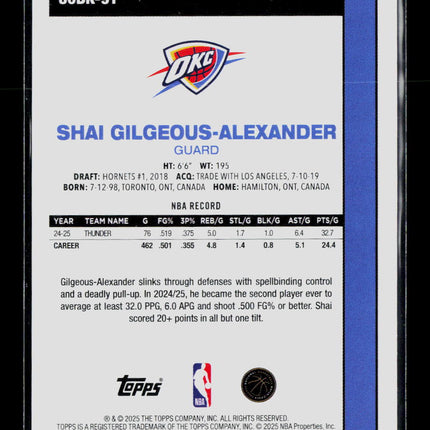 2025 Topps Basketball Shai Gilgeous-Alexander #80BK-91