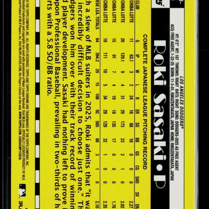 2025 Topps Chrome Roki Sasaki #90CU-18 RC