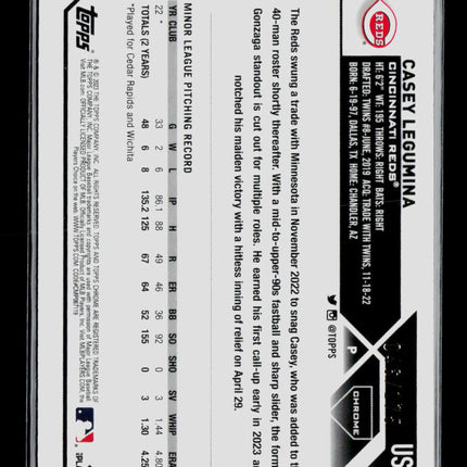 2023 Topps Chrome Update Series Casey Legumina #USC5 Aqua Lava Refractor RC /175