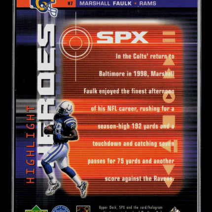 1999 Upper Deck SPx Marshall Faulk #H7