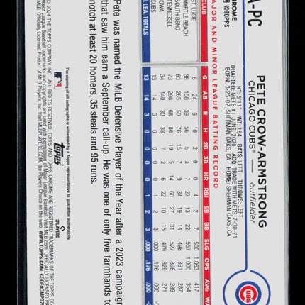 2024 Topps Chrome Pete Crow-Armstrong #RA-PC Gold Wave Refractor RC Auto /50