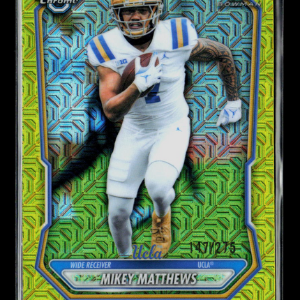 2026 Bowman Chrome Football Mikey Matthews #BCP-81 Yellow Mojo /275