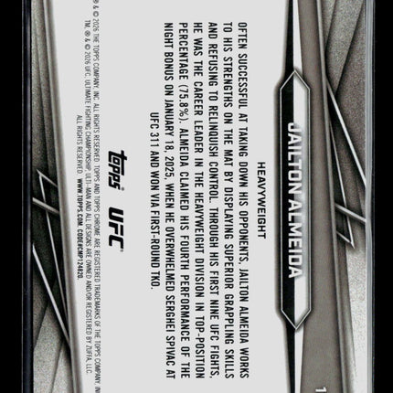 2026 Topps Chrome UFC Jailton Almeida #132 Gold Wave Refractor /50