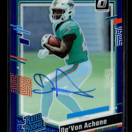 2023 Panini Donruss Optic Football De'Von Achane #269 Purple 06/35 Auto