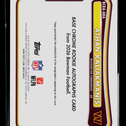2026 Bowman Football Athan Kaliakmanis #BCRA-AKA Auto