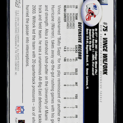 2004 Topps Vince Wilfork #327
