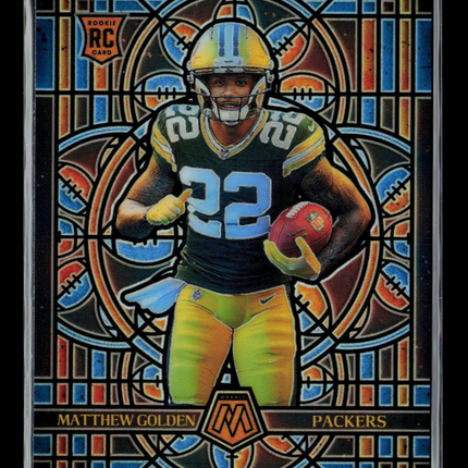 2025 Panini Mosaic Prizm Football Matthew Golden #10 Stained Glass RC