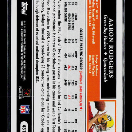 2005 Topps Aaron Rodgers #431