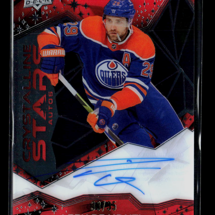 2025 Upper Deck Clear Cut Hockey Leon Draisaitl #CSA-LD Red 33/35 Auto