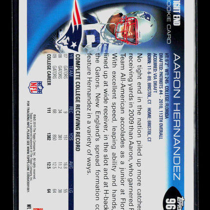 2010 Topps Aaron Hernandez #96 RC