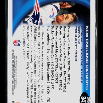 2010 Topps Randy Moss Tom Brady #347