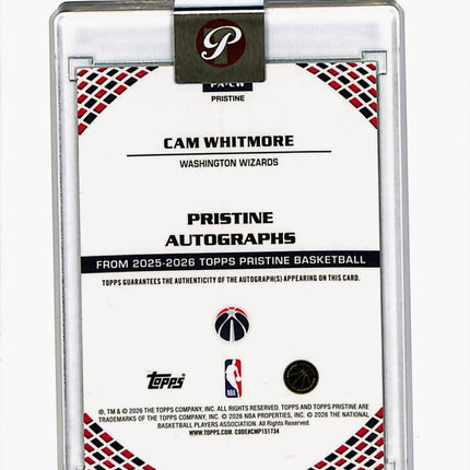 2026 Topps Pristine Basketball Cam Whitmore #PA-CW Green 150/150 Auto