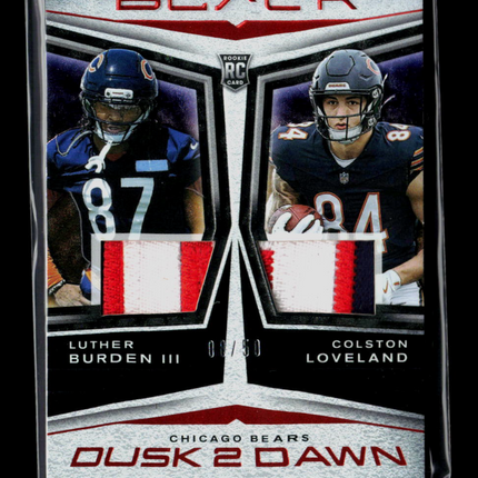2025 Panini Black Luther Burden Colston Loveland #D2D-LBCL RC Patch 08/50