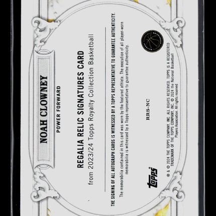 2024 Topps Royalty Basketball Noah Clowney #RRS-NC RC 07/25 Patch Auto