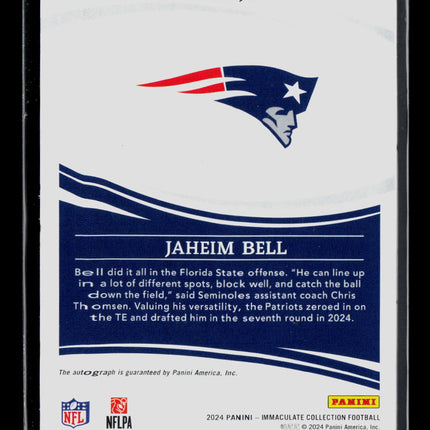 2024 Panini Immaculate Collection Football Jaheim Bell #RA-JBL RC Auto /99