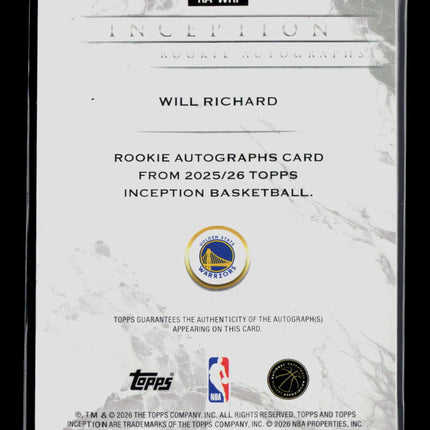 2025/26 Topps Inception Will Richard #RA-WRI Red 45/75 RC Auto