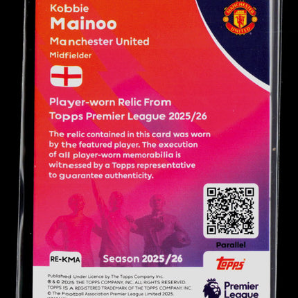 2025 Topps Premier League Kobbie Mainoo #RE-KMA 46/50 Patch